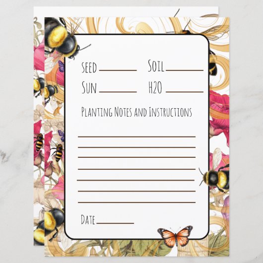 春の種まきのためのメモと説明 (正面/裏面)