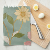 春の穏やかな目覚パーソナライズされため キッチンタオル (四つ折り)