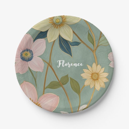 春の穏やかな目覚パーソナライズされため ペーパープレート (正面)