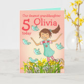 "春の空気中"孫娘の年齢カード カード (黄色い花)