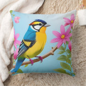 🐦 春の空間にブルーティットの植物画 🌼 クッション (ブランケット)
