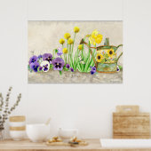 春の約束 – 水モダン色フローラ ポスター (キッチン)