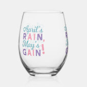 春の約束 – 「4月の雨、5月の利得！」 ステムなしワイングラス (正面)