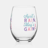 春の約束 – 「4月の雨、5月の利得！」 ステムなしワイングラス (裏面)