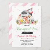 春の納屋周囲の庭の誕生日の招待 招待状 (正面/裏面)