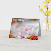 春の素敵なソフトピンクの桜の花 カード (黄色い花)