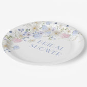春の紫とピンクのワイルドフラワーのブライズシャワー ペーパープレート (アングル)