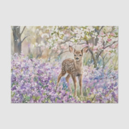 春の紫のフロックスと鹿 薄葉紙