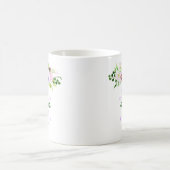 春の紫の花と葉っぱのウェディング コーヒーマグカップ (中央)