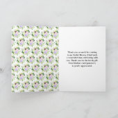 春の紫の花と葉のブライダルシャワー サンキューカード (内部)