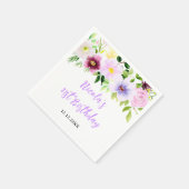 春の紫の花の誕生日 スタンダードカクテルナプキン (角)