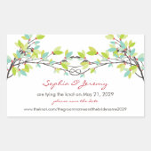 春の結び付き愛の木の日付シールを保存 長方形シール (正面)