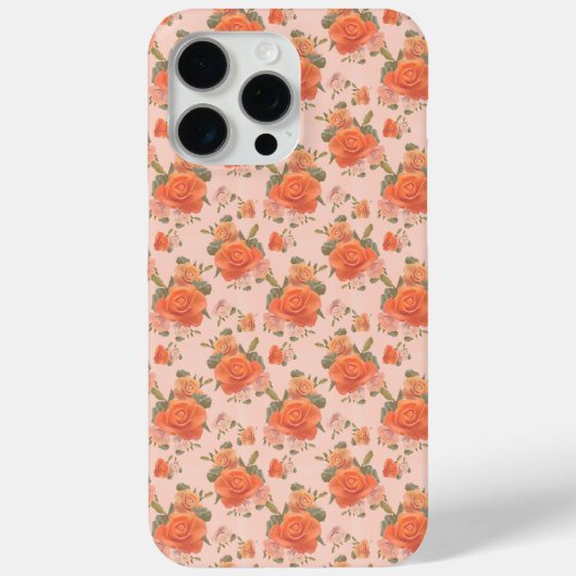 春の結婚式にぴったりなローズピンクオレンジの花柄 Case-Mate iPhoneケース (裏面)