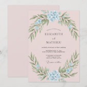 春の結婚式にぴったりな淡いブルーのエシカルなデザイン 招待状 (正面/裏面)