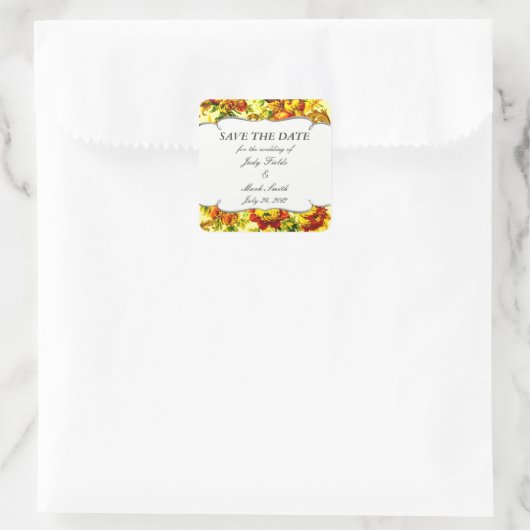 春の結婚式の日付のシールを保存 スクエアシール (バッグ)