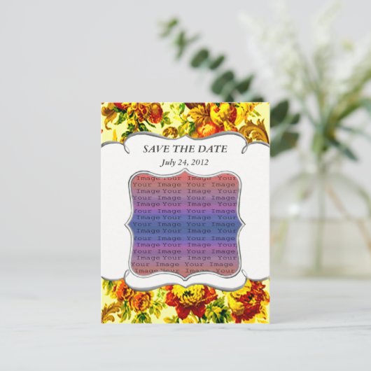 春の結婚式の日付はがきを保存 案内ポストカード (スタンド正面)