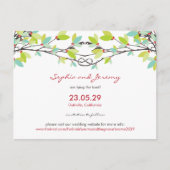 春の結婚式の結び付き愛の木の日付を保存 案内ポストカード (正面)