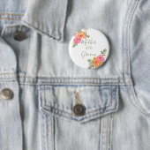 春の結婚式の花の母は新郎 缶バッジ (インサイチュ)