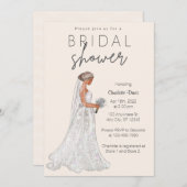 春の結婚式エレガントガウンブライダルシャワーインビタティ 招待状 (正面/裏面)