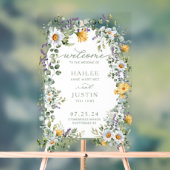 春の結婚式カラフルワイルドフラワーフローラへようこそ アクリルサイン (ニュートラル)