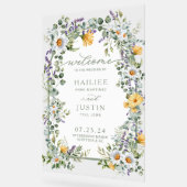 春の結婚式カラフルワイルドフラワーフローラへようこそ アクリルサイン (傾斜)