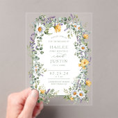 春の結婚式カラフルワイルドフラワーフローラトレンディー アクリル招待状 (インサイチュ (ポータブル))
