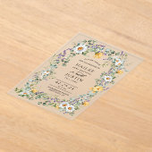 春の結婚式カラフルワイルドフラワーフローラトレンディー アクリル招待状 (レイダウン)