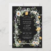 春の結婚式カラフルワイルドフラワーフローラトレンディー 招待状 (正面)