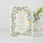 春の結婚式カラフルワイルドフラワーフローラトレンディー 招待状 (スタンド正面)