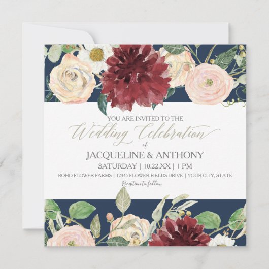 春の結婚式キクバエレガントーガンディバラ 招待状 (正面)