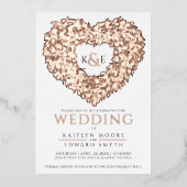 春の結婚式チューリップススケッチバラ金ゴールドブラック 箔招待状 (正面)