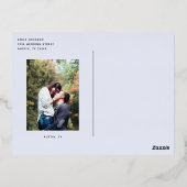 春の結婚式フラワーブーケ日付を保存 箔招待状ポストカード (裏面)