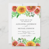 春の結婚式フローラエレガント花水彩 招待状 (正面)