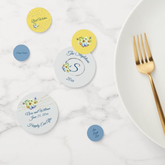 春の結婚式ブルーとイエロー コンフェッティ (グループ)