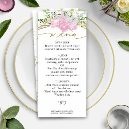 春の結婚式メニューカードパステルカラーワイルドフラワー