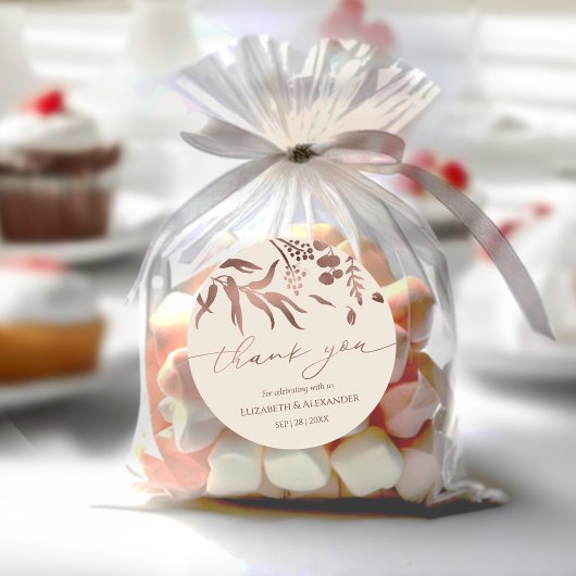 春の結婚式感謝していユーステッカーバラゴールドフォイル ラウンドシール