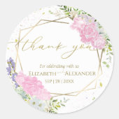 春の結婚式感謝していYouステッカー金箔の水色 ラウンドシール (正面)