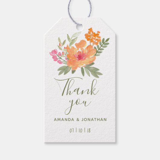 春の結婚式水彩フラワーズゲストの好意 ギフトタグ (正面)