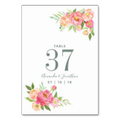 春の結婚式水彩牡丹テーブル番号 テーブルナンバー (正面)