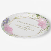 春の結婚式紙プレートパステルカラーワイルドフラワー ペーパープレート (アングル)