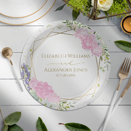 春の結婚式紙プレートパステルカラーワイルドフラワー ペーパープレート