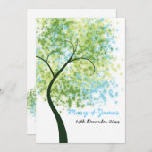 春の結婚式　おしゃれなツリー「Save The Date」 招待状 (正面/裏面)