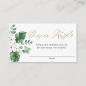 春の緑とゴールドの白い花のオムツくじ エンクロージャーカード (正面)