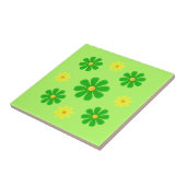 春の緑と黄色の花のキッチン飾り タイル (側面)