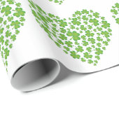 春の緑のアイルランドのシャムロックのハート ラッピングペーパー (ロールコーナー)