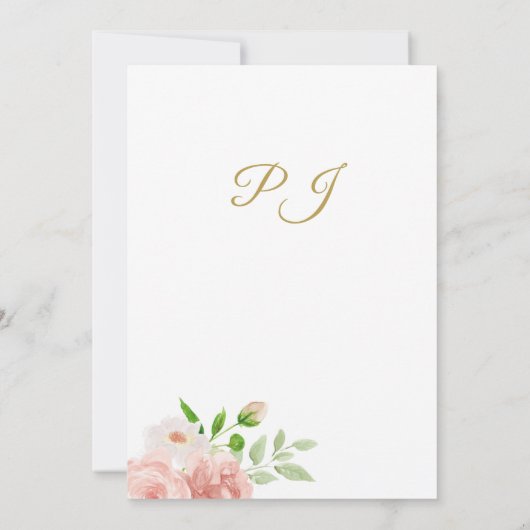 春の緑のフローラの水の色の素朴結婚性 招待状 (裏面)