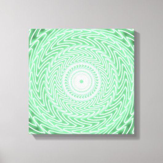 春の緑の円のパターン キャンバスプリント (正面)