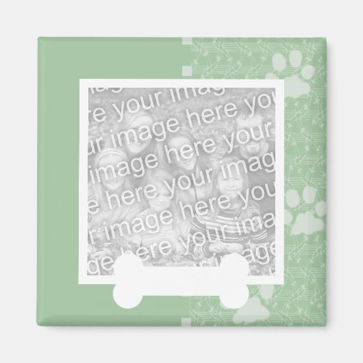 春の緑の手と骨ペットの写真の磁石 マグネット (正面)