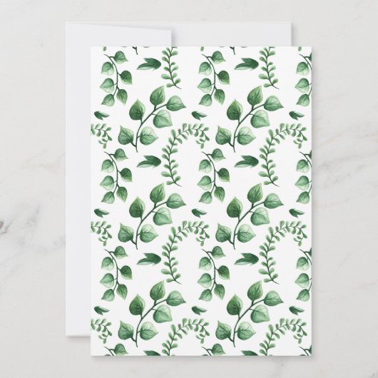 春の緑の植物の十字の最初聖餐式 招待状 (裏面)