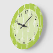 春の緑の矢印パターン ラージ壁時計 (傾斜)